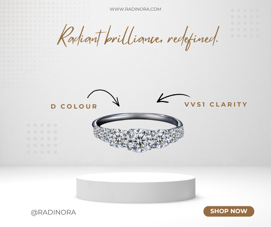 Radinora Moissanite Heart Setting Ring – D Colour VVS1 | 925 Sterling Silver Engagement Ring