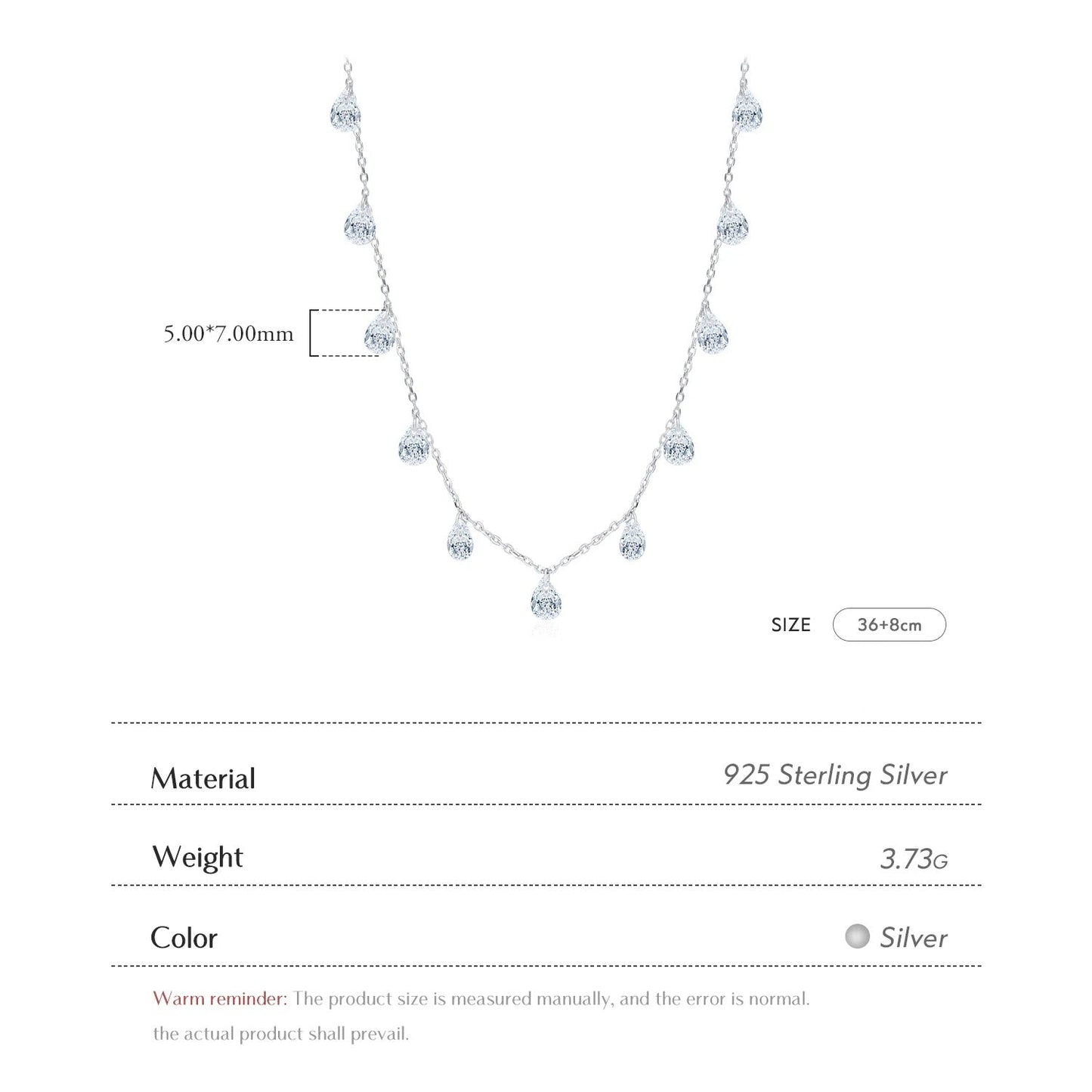 Sparkling Zircon Clavicle Necklace – 925 Sterling Silver