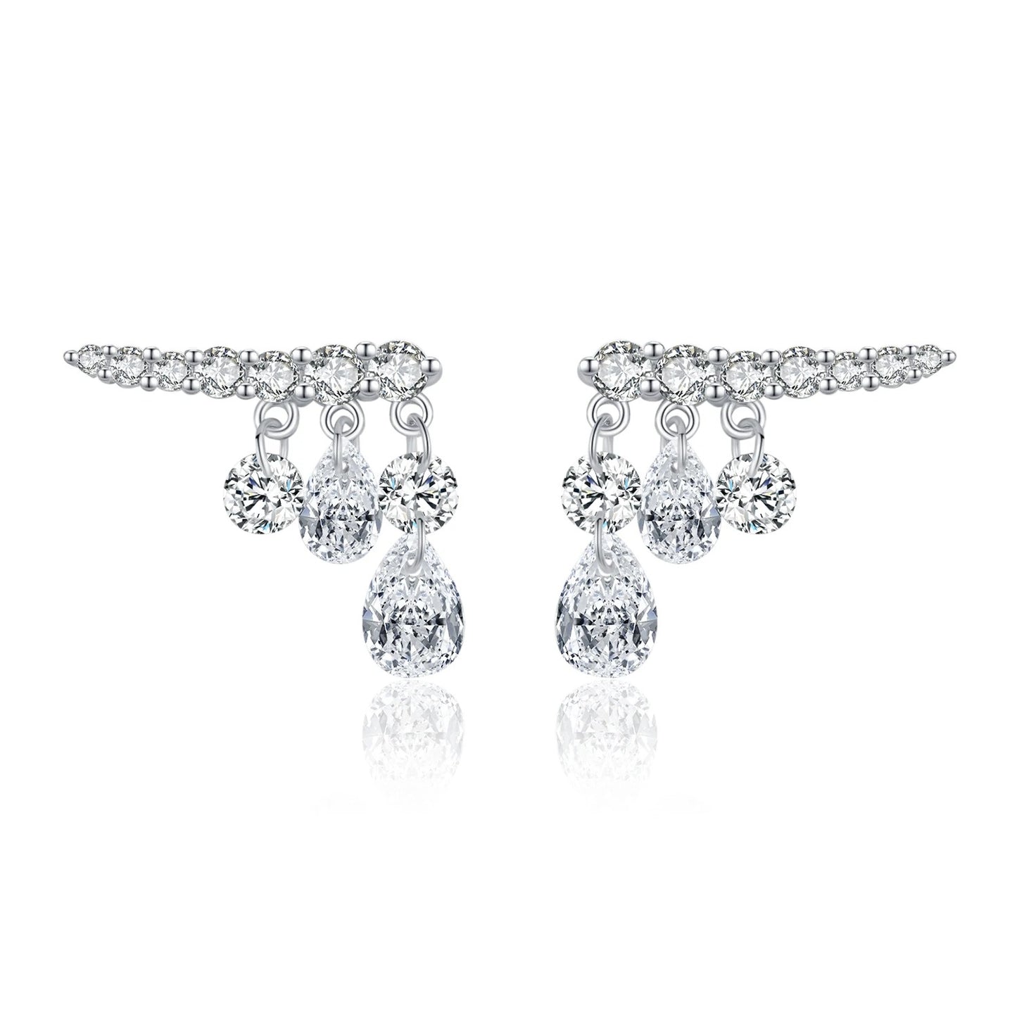 Water Drop CZ Stud Earrings – 925 Sterling Silver