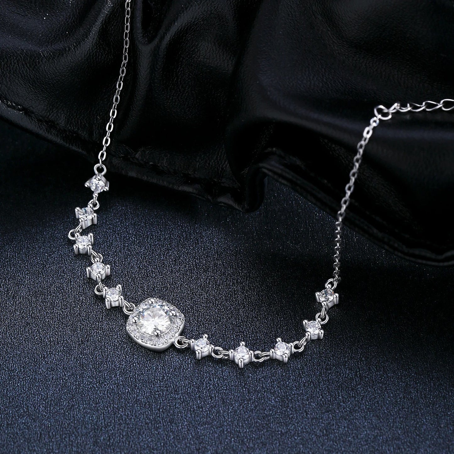 0.80CT Moissanite Halo Bracelet – D Colour VVS1 | 925 Sterling Silver Luxury Wedding Bracelet