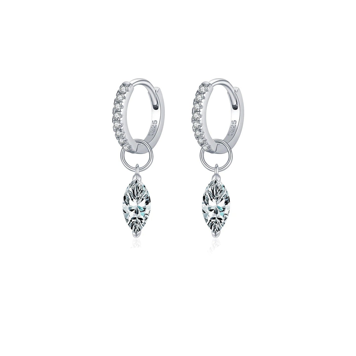 Rhombic Moissanite Hoop Earrings – 0.5CT D Colour VVS1 | 925 Sterling Silver