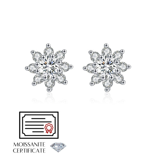 0.40CT Flower Moissanite Stud Earrings – D Colour VVS1 | 925 Sterling Silver Fine Jewellery
