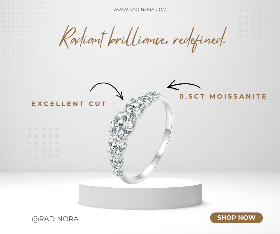 Radinora Moissanite Heart Setting Ring – D Colour VVS1 | 925 Sterling Silver Engagement Ring