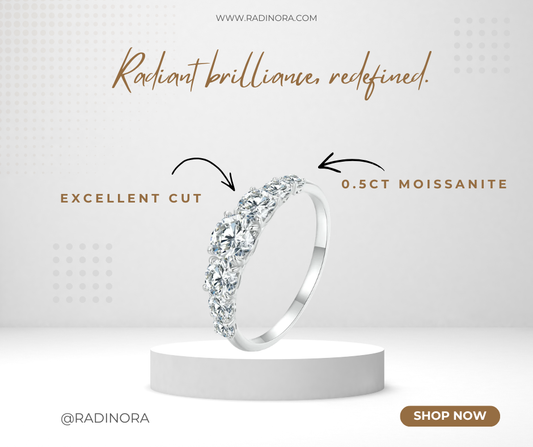 Radinora Moissanite Heart Setting Ring – D Colour VVS1 | 925 Sterling Silver Engagement Ring