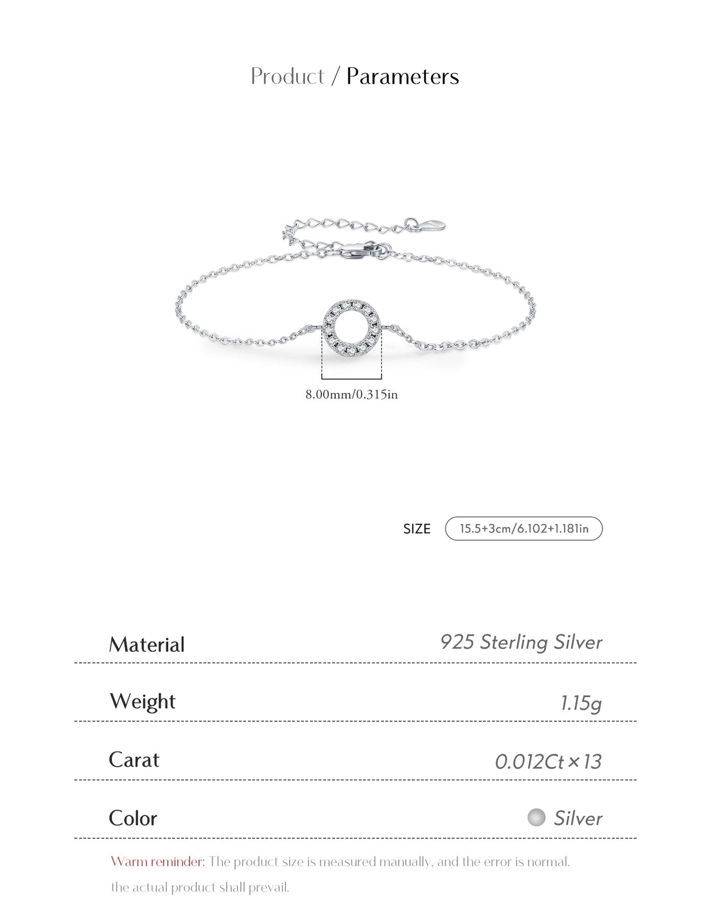 D Colour VVS1 Moissanite Bracelet – 925 Sterling Silver Hollow Round Link Chain Fine Jewellery