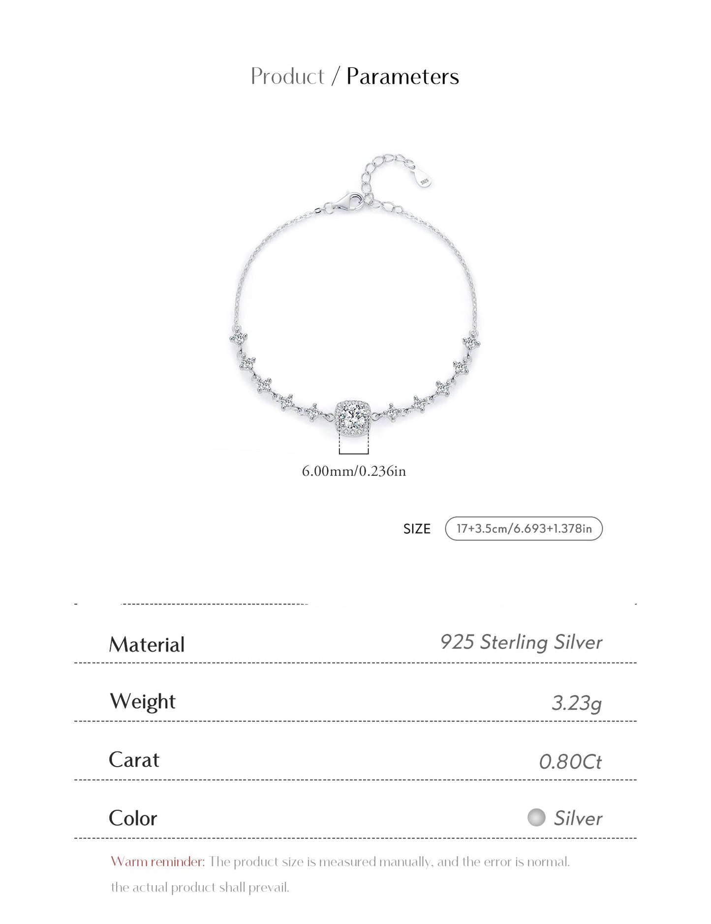 0.80CT Moissanite Halo Bracelet – D Colour VVS1 | 925 Sterling Silver Luxury Wedding Bracelet