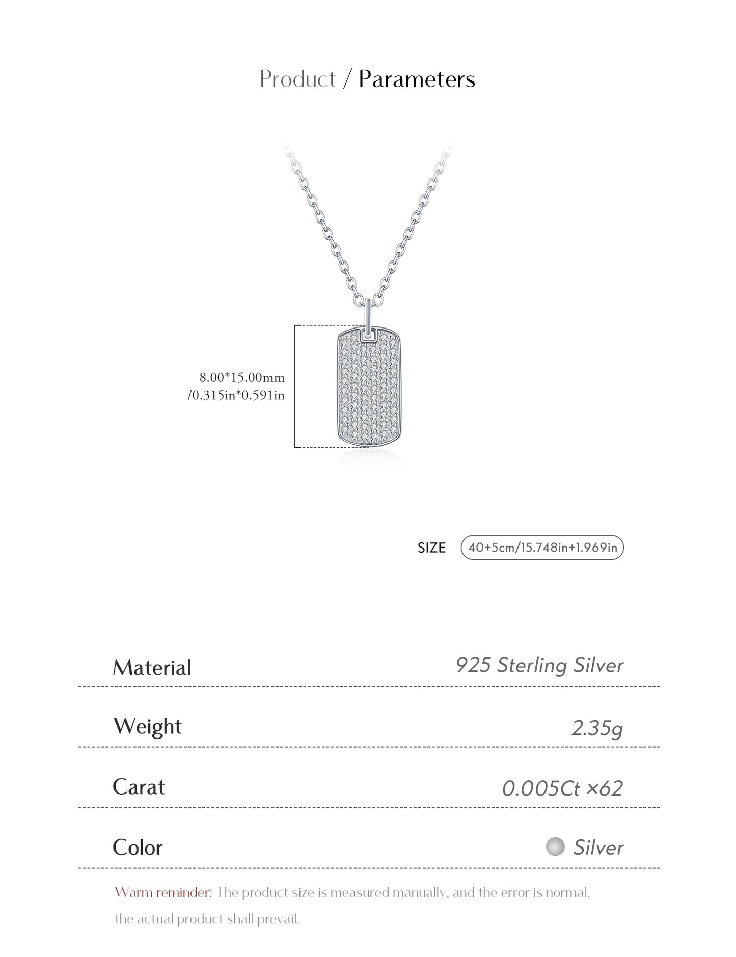 D Colour VVS1 Moissanite Rectangle Pendant Necklace – 925 Sterling Silver Trendy Fine Jewellery