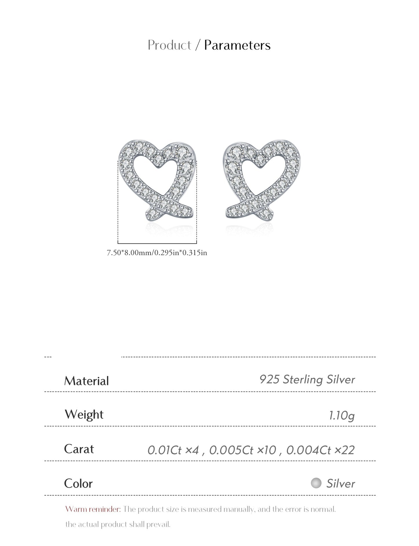 D Colour Moissanite Heart Stud Earrings – 925 Sterling Silver Asymmetrical Heart Fine Jewellery