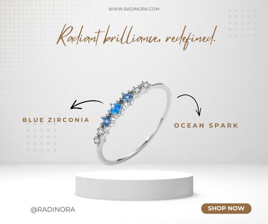 Blue Zirconia Stackable Ring – 925 Sterling Silver Thin Band