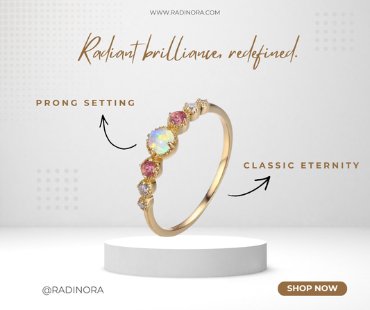 Opal & Zirconia Eternity Ring – Gold Plated 925 Sterling Silver Band