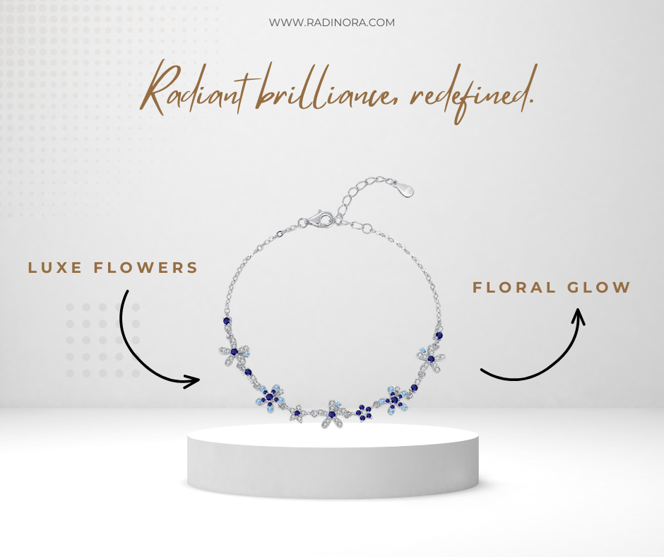 Floral CZ Bracelet – 925 Sterling Silver Chain Bracelet