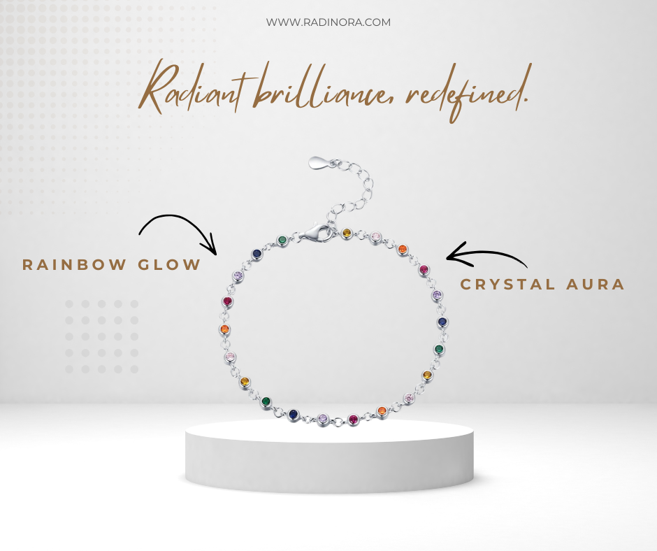 Rainbow CZ Charm Bracelet – 925 Sterling Silver