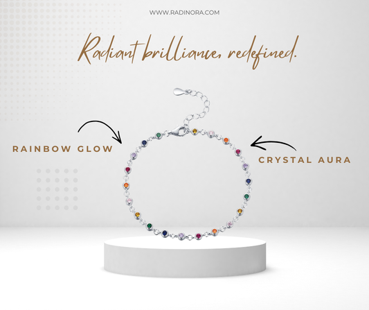 Rainbow CZ Charm Bracelet – 925 Sterling Silver