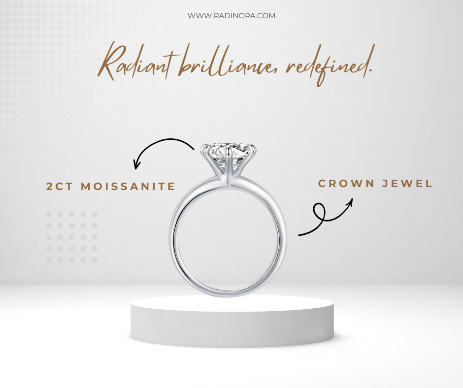 2CT Crown Moissanite Ring – D Colour VVS1 | 925 Sterling Silver