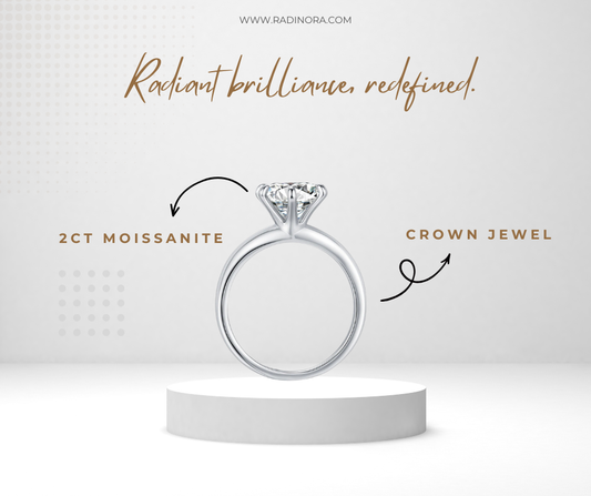 2CT Crown Moissanite Ring – D Colour VVS1 | 925 Sterling Silver