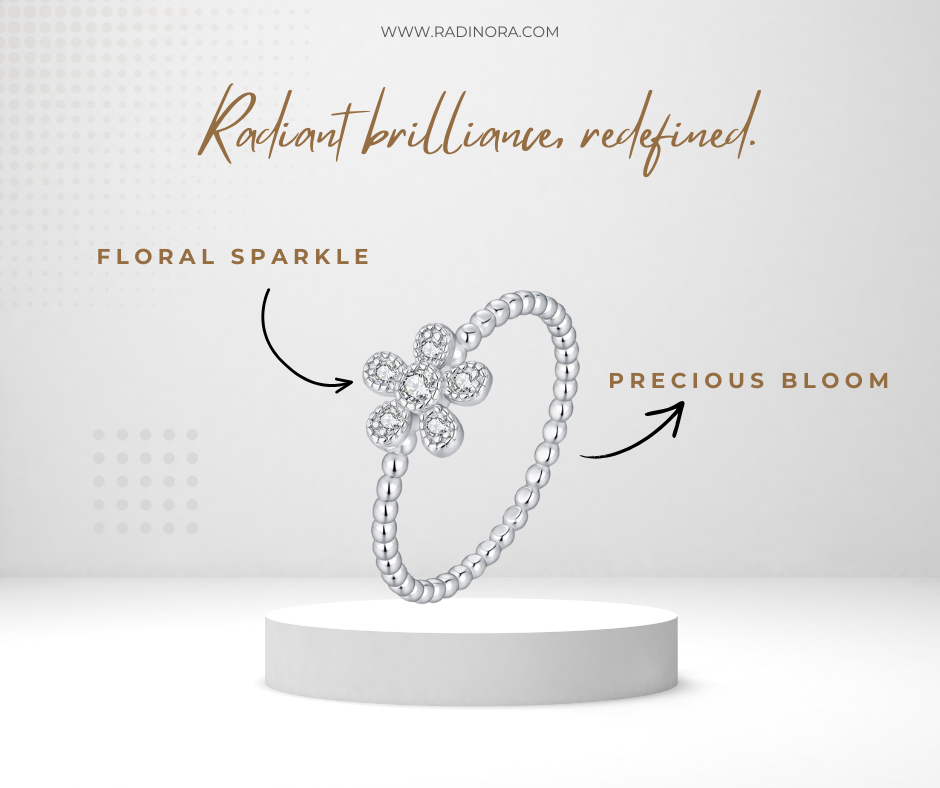 Flower Moissanite Beaded Ring – D Colour VVS1 | 925 Sterling Silver