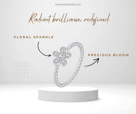 Flower Moissanite Beaded Ring – D Colour VVS1 | 925 Sterling Silver