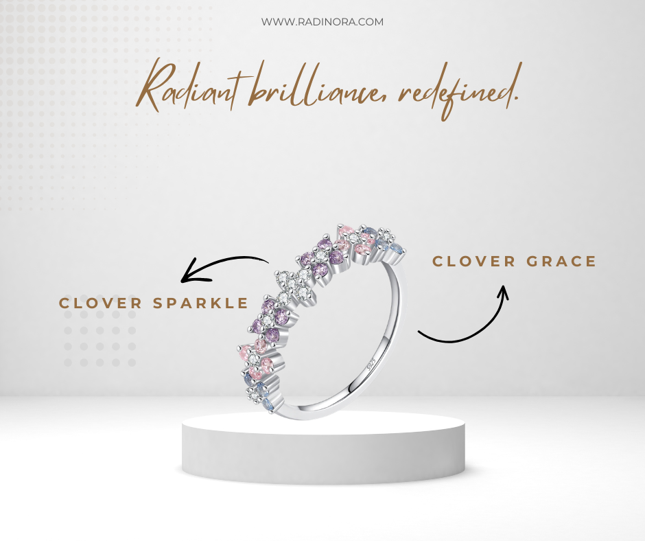 Lucky Four-Leaf Clover Eternity Ring – 925 Sterling Silver CZ Band