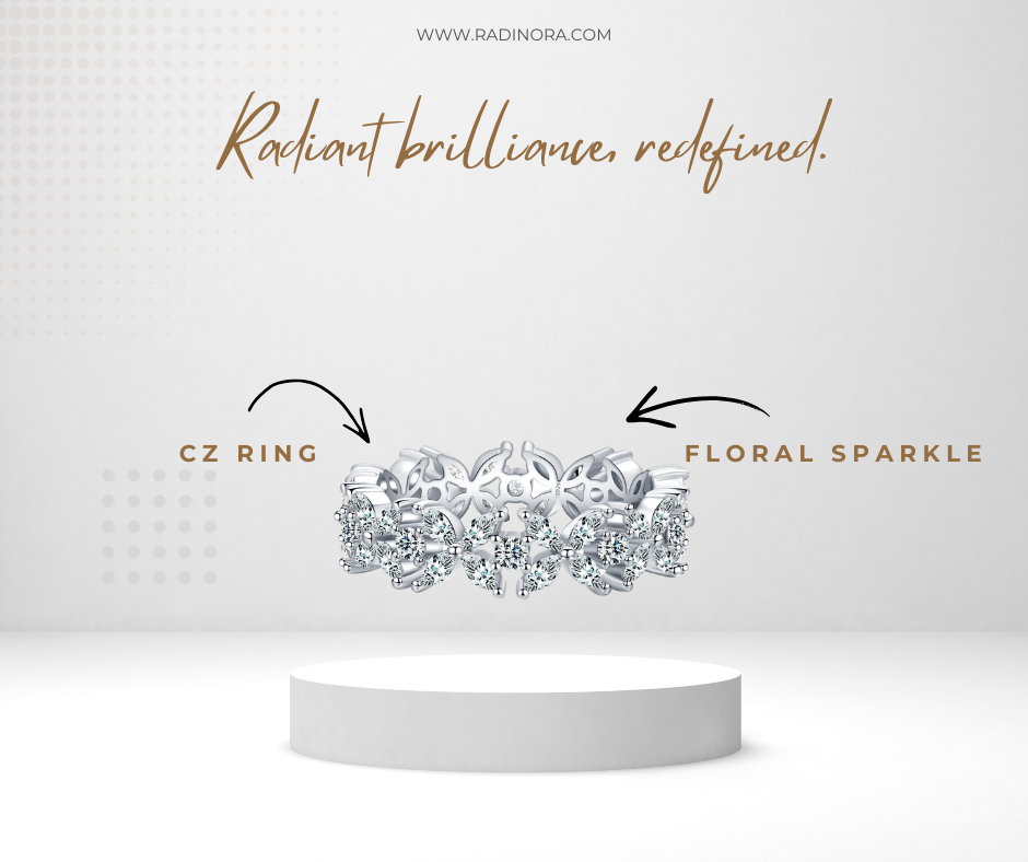 Flower CZ Stackable Ring – 925 Sterling Silver Floral Band