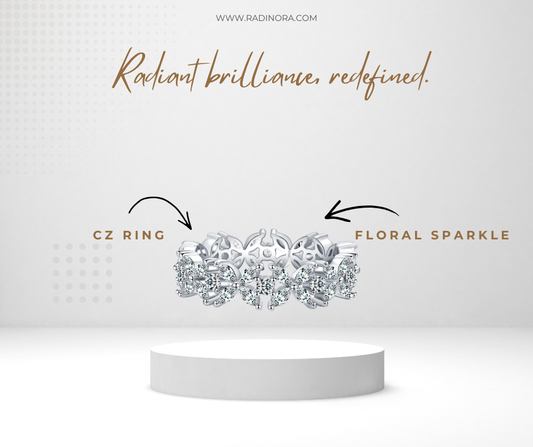 Flower CZ Stackable Ring – 925 Sterling Silver Floral Band