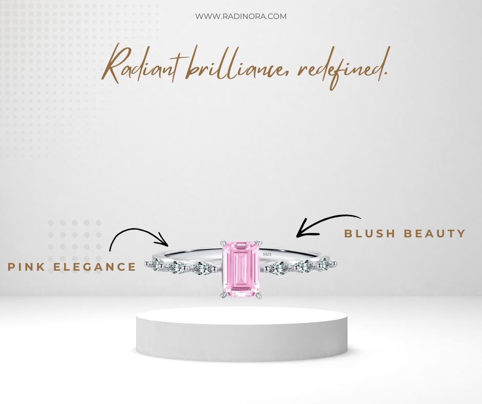 Pink Emerald Cut Zircon Ring – 925 Sterling Silver Luxury Wedding Band