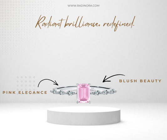 Pink Emerald Cut Zircon Ring – 925 Sterling Silver Luxury Wedding Band