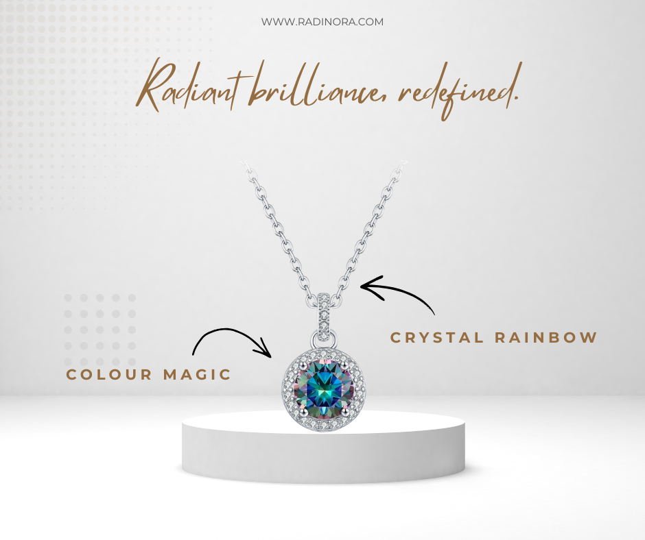 1CT Multicolor Moissanite Pendant Necklace – 925 Sterling Silver Luxury Necklace