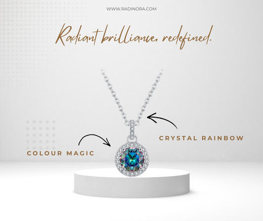 1CT Multicolor Moissanite Pendant Necklace – 925 Sterling Silver Luxury Necklace