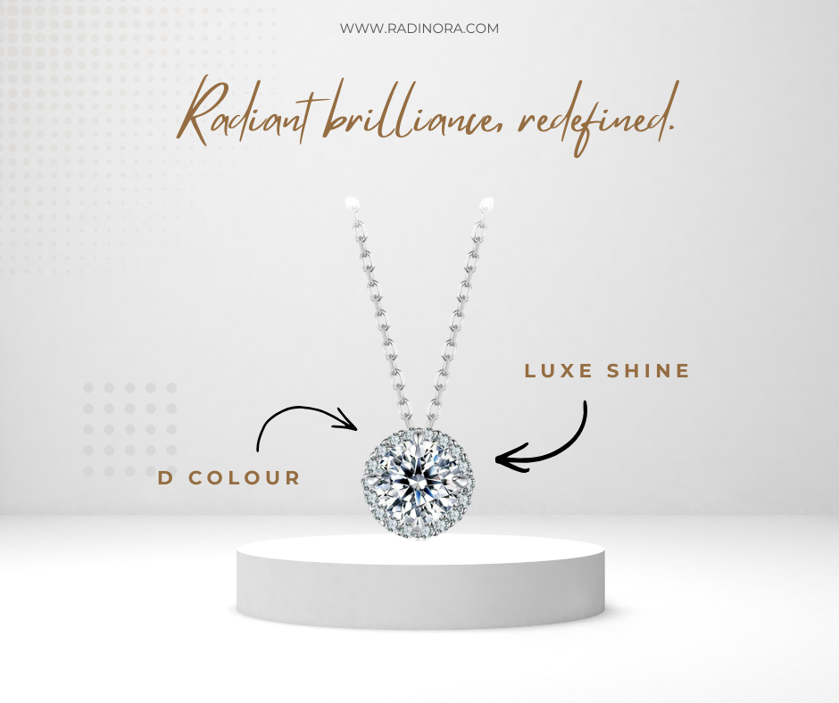 1CT Round Halo Moissanite Necklace – 925 Sterling Silver White Gold Plated Pendant