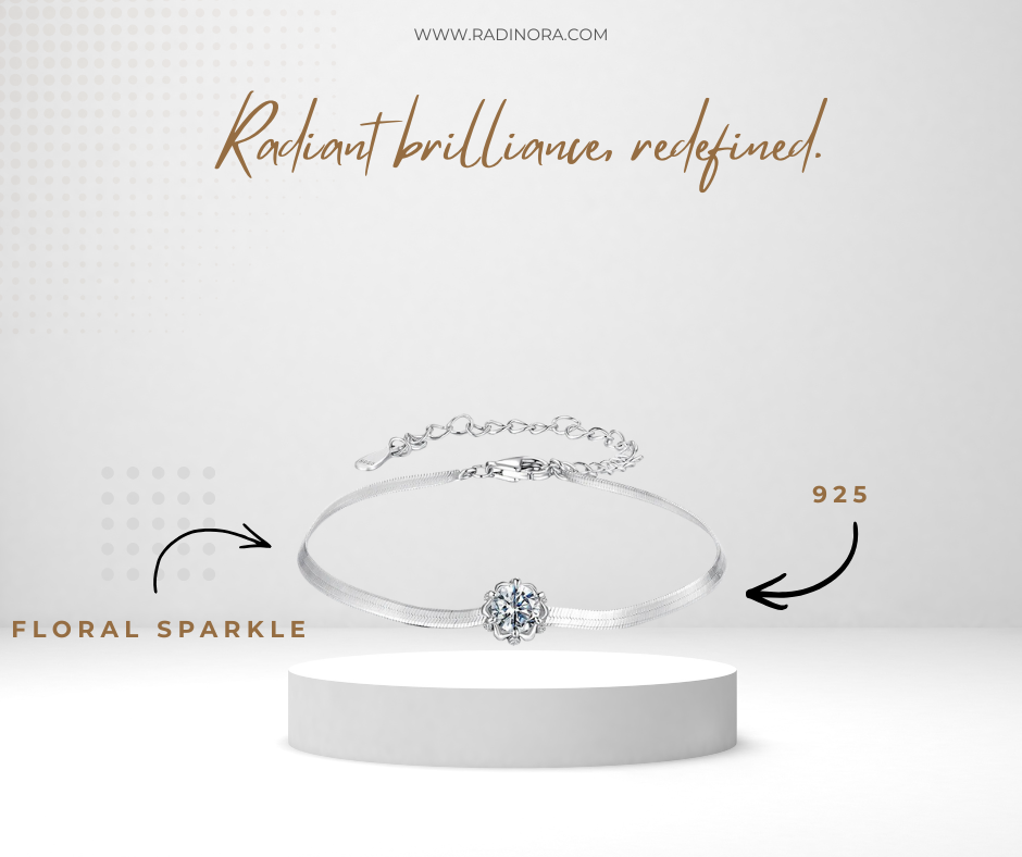 0.5CT Flower Bud Moissanite Bracelet – 925 Sterling Silver Adjustable Snake Chain