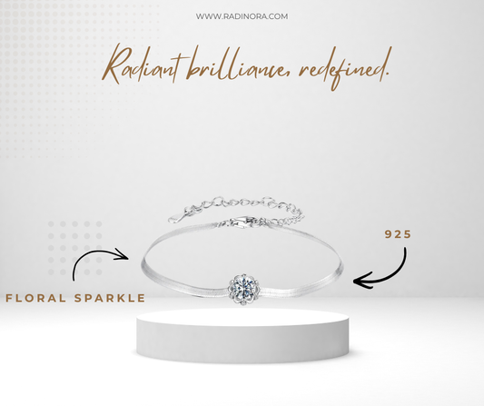 0.5CT Flower Bud Moissanite Bracelet – 925 Sterling Silver Adjustable Snake Chain
