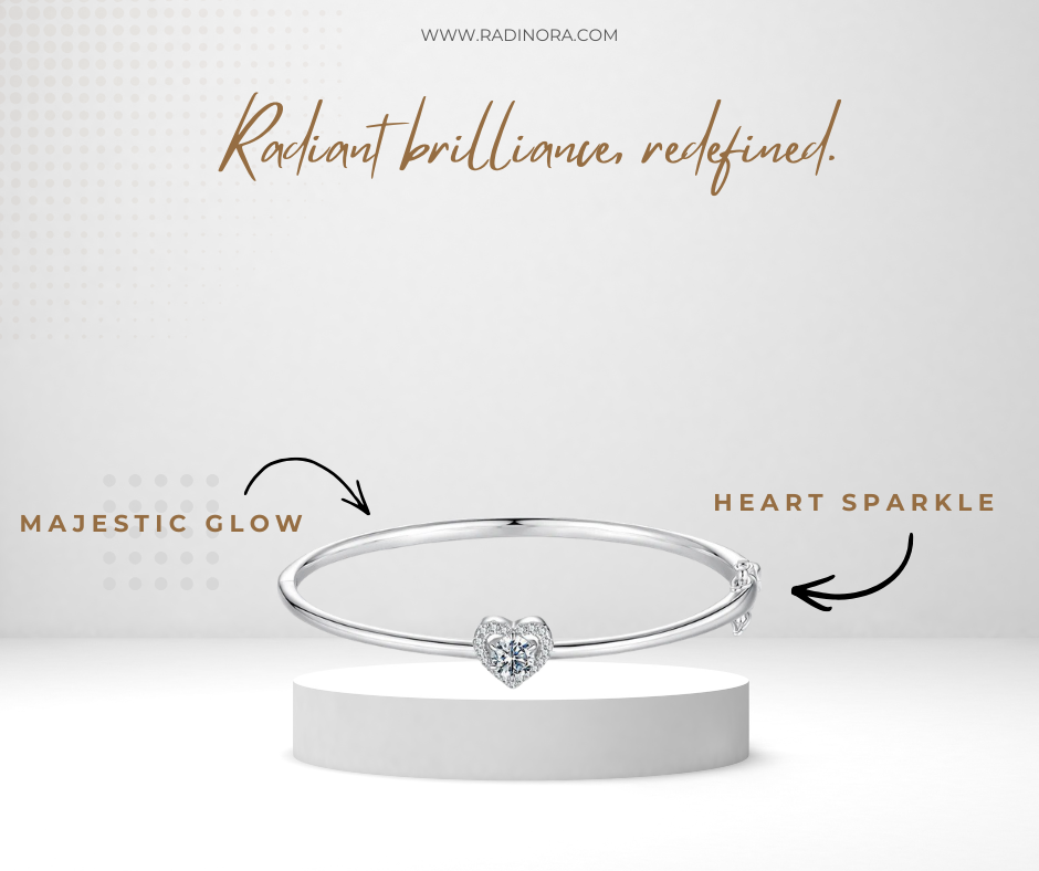 0.5CT Heart Moissanite Cuff Bracelet – 925 Sterling Silver Hollow Heart Bangle