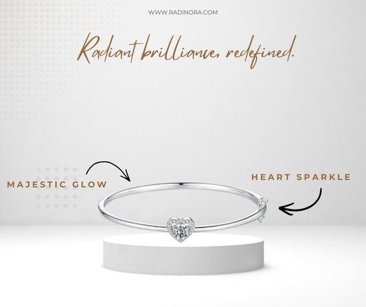0.5CT Heart Moissanite Cuff Bracelet – 925 Sterling Silver Hollow Heart Bangle