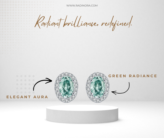 0.50CT Green Moissanite Halo Earrings – D Colour VVS1 925 Sterling Silver Stud Earrings