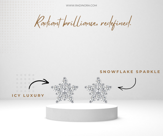D Colour Moissanite Snowflake Stud Earrings – 925 Sterling Silver Sparkling Fine Jewellery