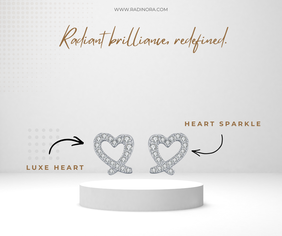 D Colour Moissanite Heart Stud Earrings – 925 Sterling Silver Asymmetrical Heart Fine Jewellery