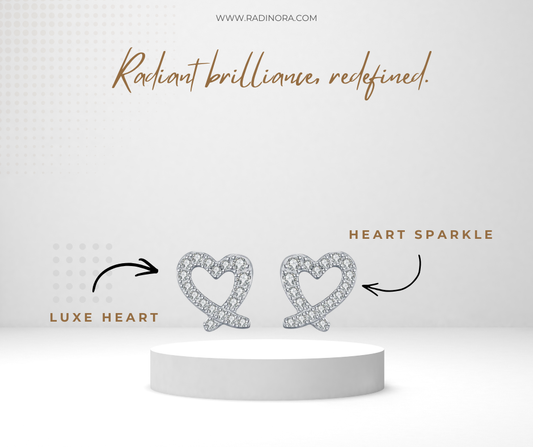 D Colour Moissanite Heart Stud Earrings – 925 Sterling Silver Asymmetrical Heart Fine Jewellery