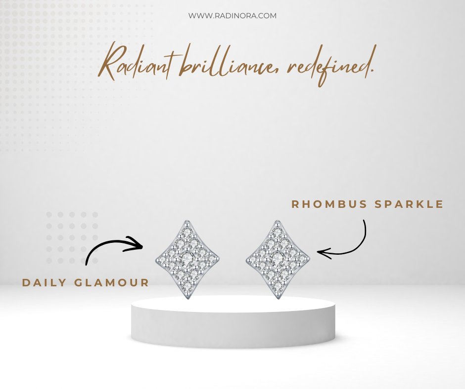 D Colour Moissanite Rhombus Stud Earrings – 925 Sterling Silver Geometric Fine Jewellery