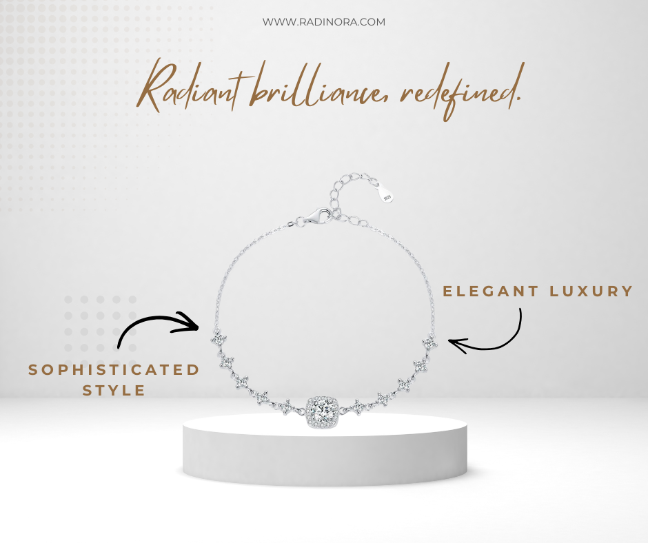 0.80CT Moissanite Halo Bracelet – D Colour VVS1 | 925 Sterling Silver Luxury Wedding Bracelet