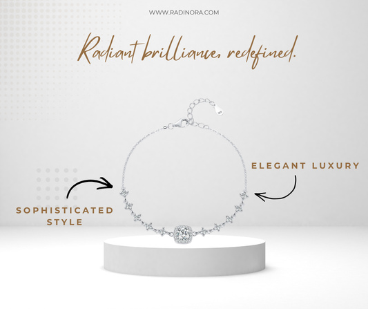 0.80CT Moissanite Halo Bracelet – D Colour VVS1 | 925 Sterling Silver Luxury Wedding Bracelet