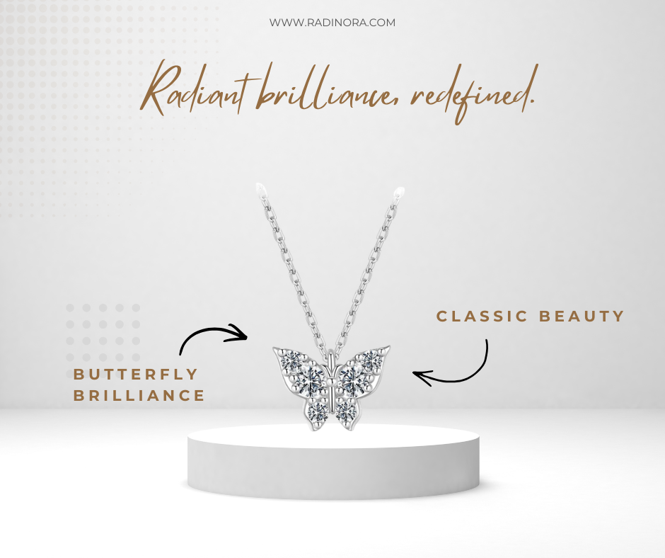 Moissanite Butterfly Necklace – D Colour VVS1 | 925 Sterling Silver Luxury Pendant Necklace