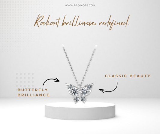 Moissanite Butterfly Necklace – D Colour VVS1 | 925 Sterling Silver Luxury Pendant Necklace