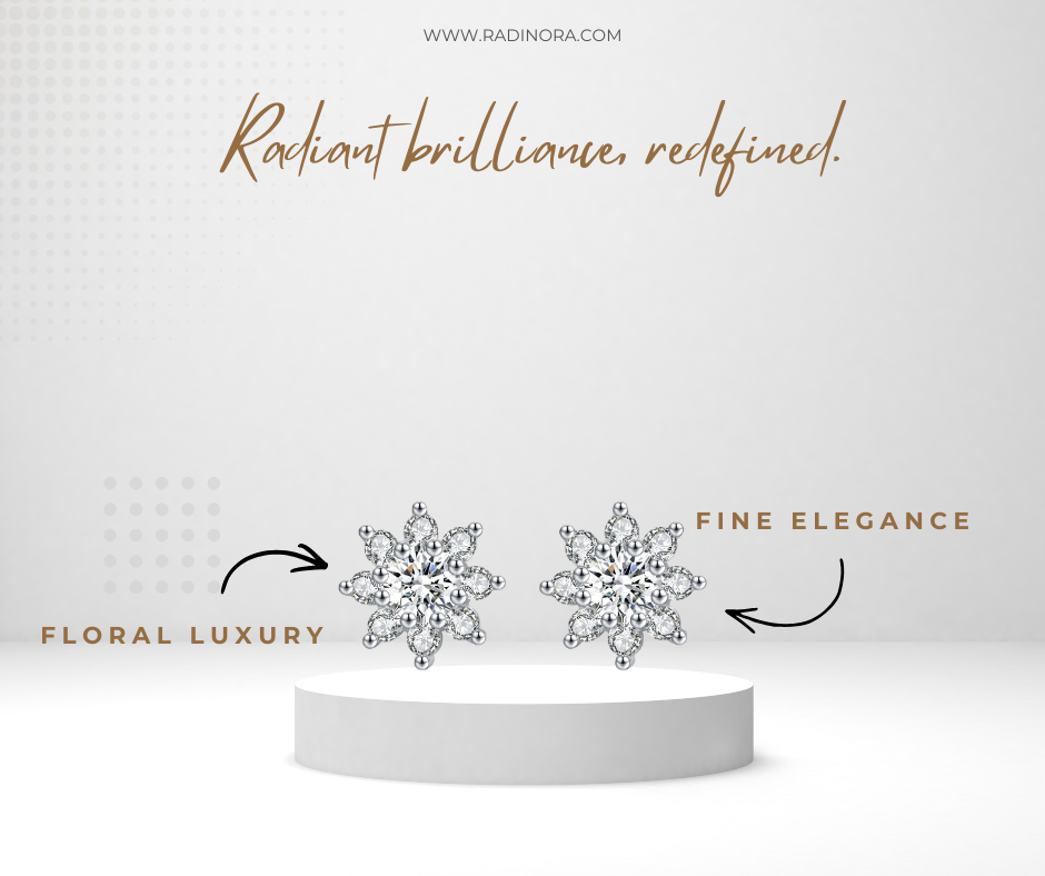 0.40CT Flower Moissanite Stud Earrings – D Colour VVS1 | 925 Sterling Silver Fine Jewellery