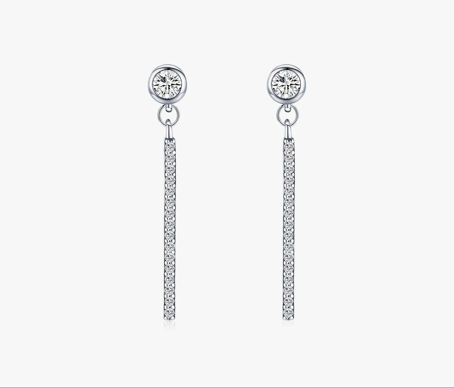 925 Sterling Silver CZ Swing Drop Earrings – Sparkling Classic Dangle Earrings for Women