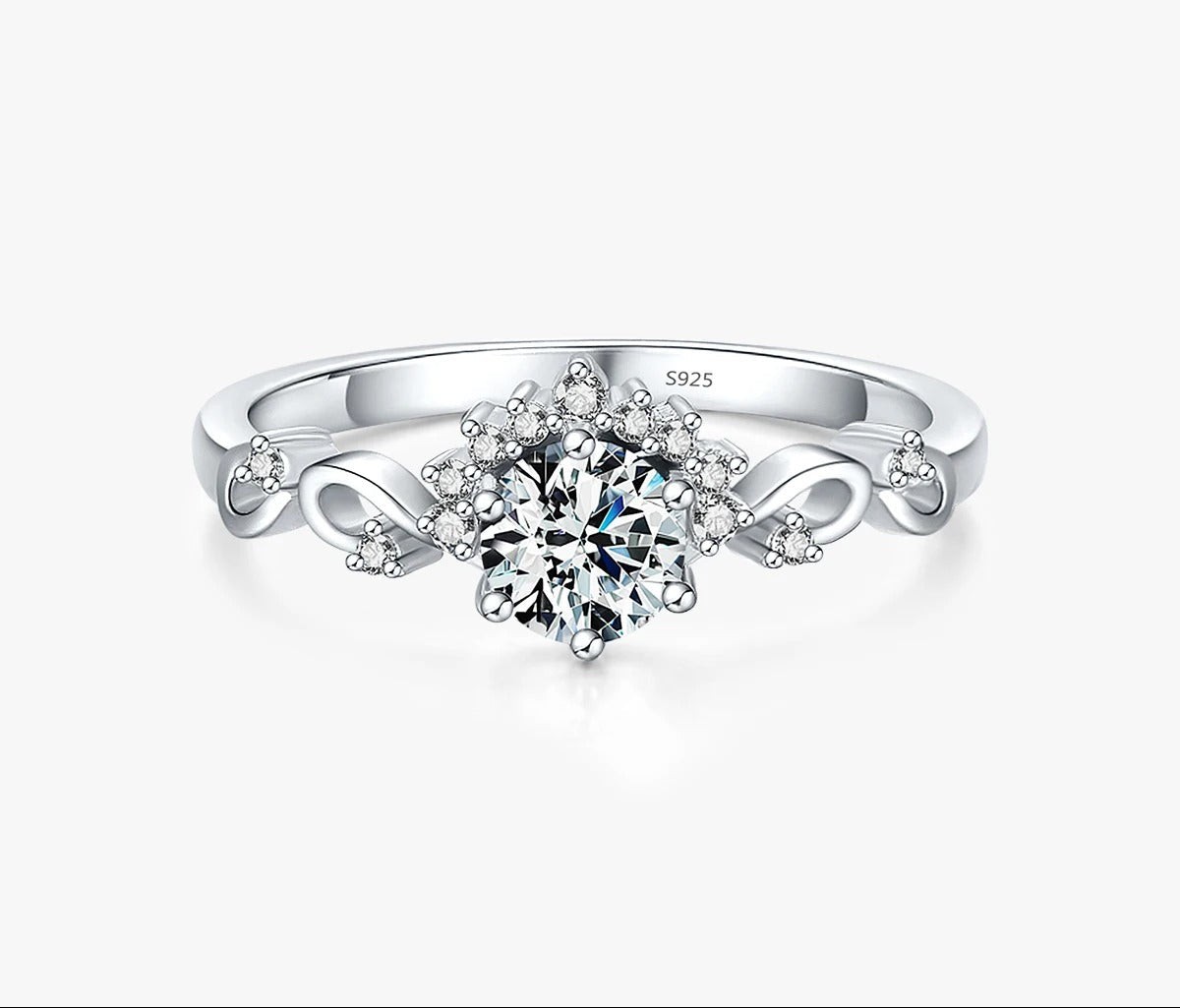 Crown Zircon Ring – 925 Sterling Silver Sparkling Engagement Ring