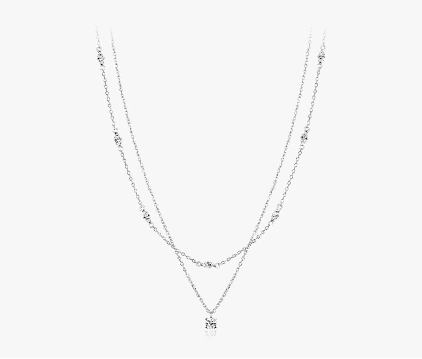Double Layer Moissanite Choker Necklace – D Colour VVS1 | 925 Sterling Silver