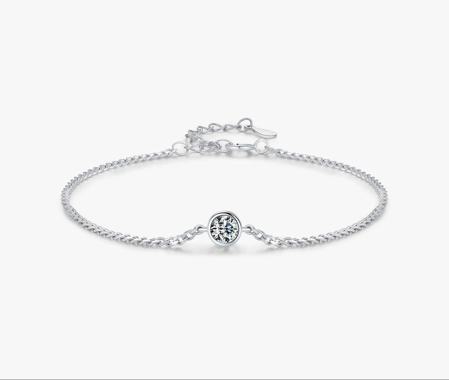 0.25CT Bezel Moissanite Bracelet – D Colour VVS1 | 925 Sterling Silver