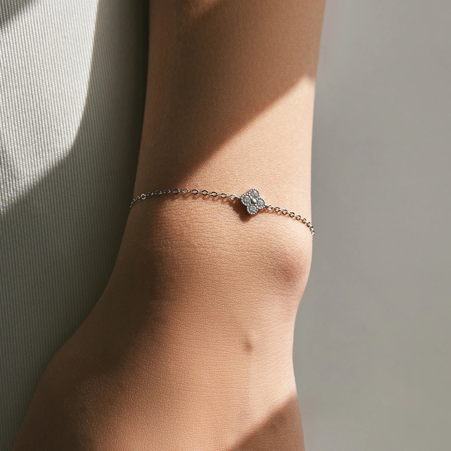 Four Leaf Clover CZ Bracelet – 925 Sterling Silver