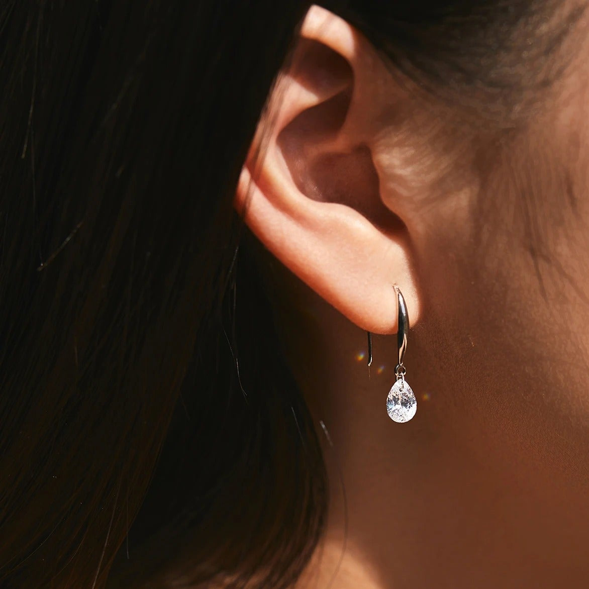 925 Sterling Silver CZ Water Drop Hook Earrings – Sparkling Sway Dangle Earrings for Women