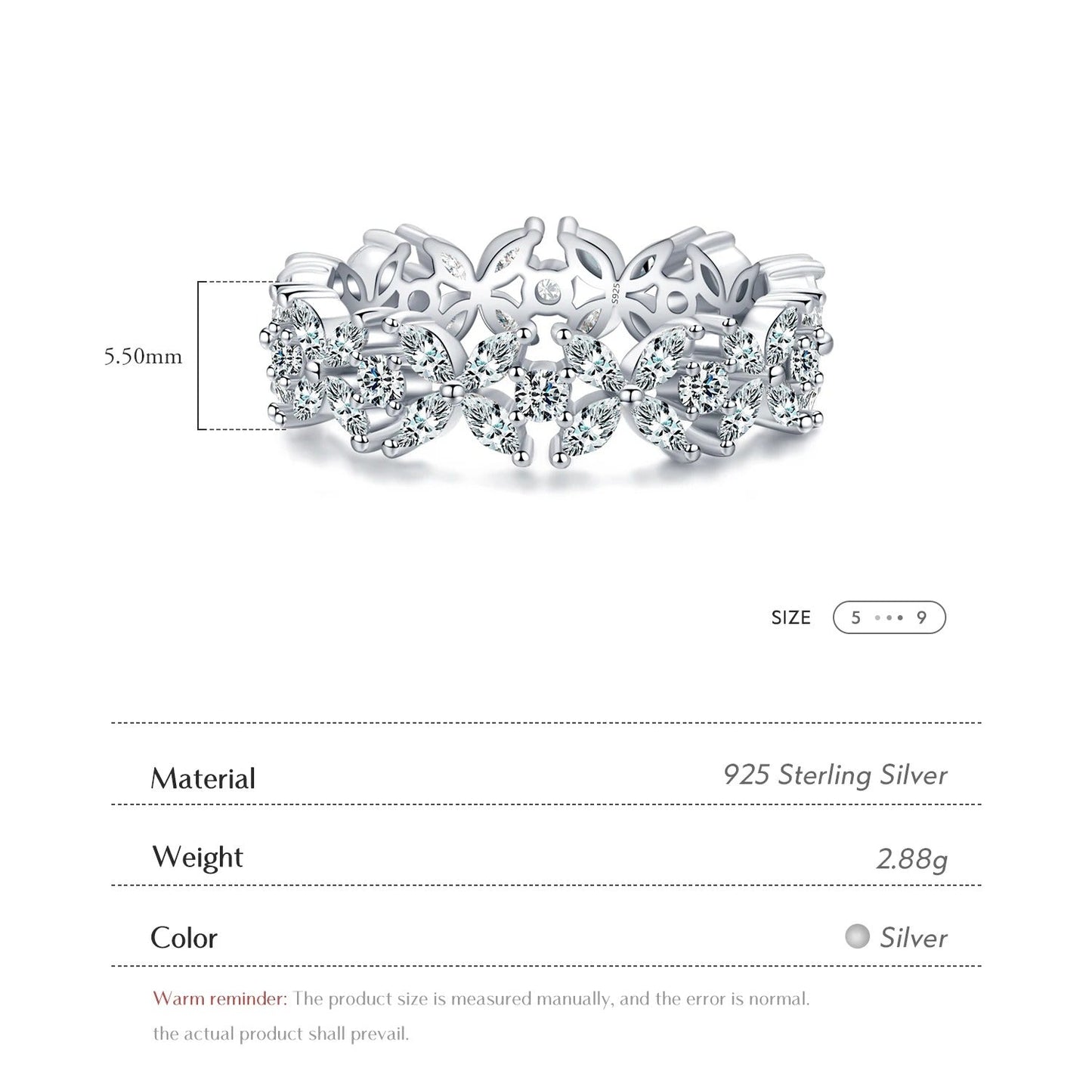 Flower CZ Stackable Ring – 925 Sterling Silver Floral Band